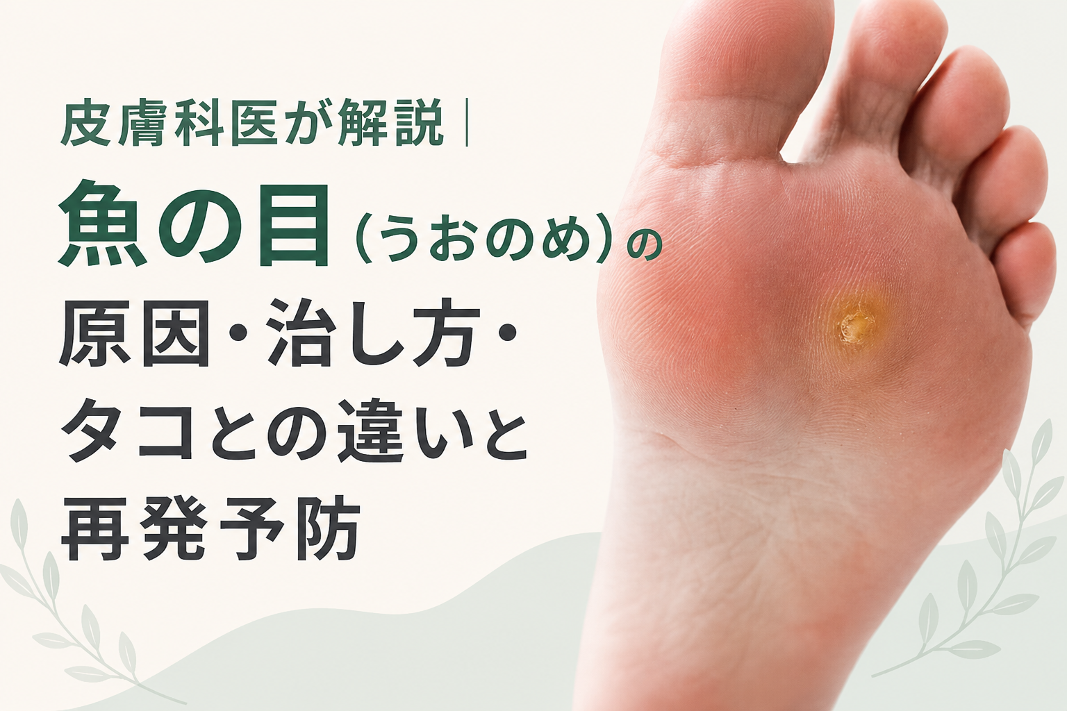 皮膚科医が解説｜魚の目（うおのめ）の原因・治し方・タコとの違いと再発予防